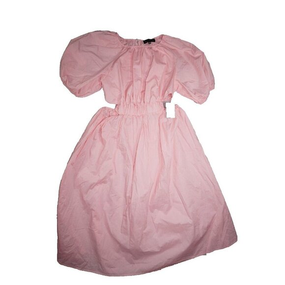 Eloquii Pink Puff-Sleeve Cut-Out Waist Midi Dress | Size 18 | Feminine & Chic - Picture 5 of 12